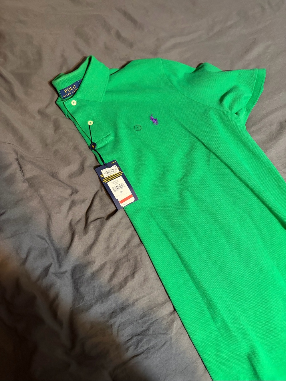 Ralph Lauren Men’s Polo Shirt - Bright Green with Purple Pony